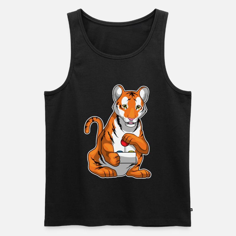 Tiger Gamer Controller - Männer Premium Bio Tank Top - Schwarz