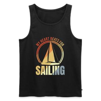 Mein Herz schlägt fürs Segeln - Männer Premium Bio Tank Top - Schwarz - Vorne - AI Model Male 178 light (178cm)