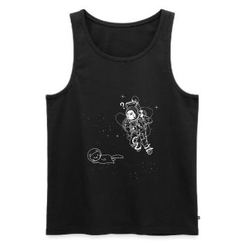 Funny Animal Cat in Space Astronaut - Men's Premium Organic Tank Top - black - Front - AI Model Male 178 light (178cm)