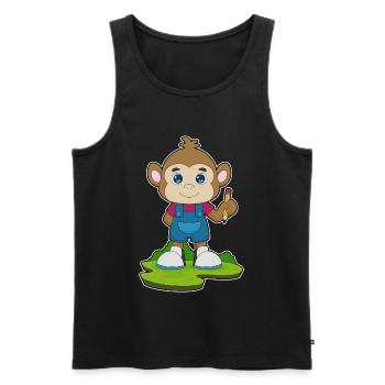 Affe Schüler Bleistift Schule - Männer Premium Bio Tank Top - Schwarz - Vorne - Michal (187cm)