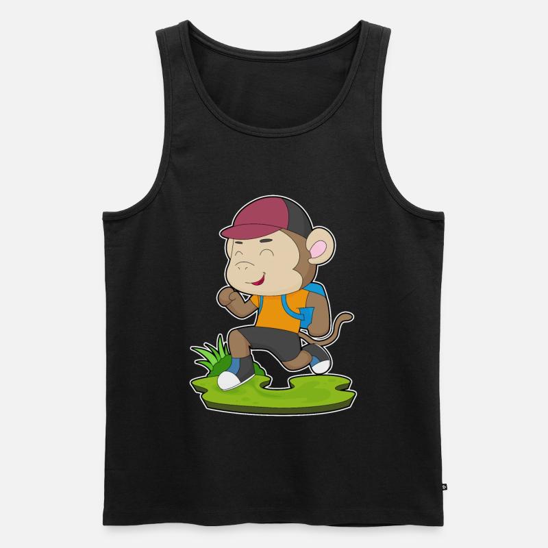 Affe Wanderer Rucksack - Männer Premium Bio Tank Top - Schwarz