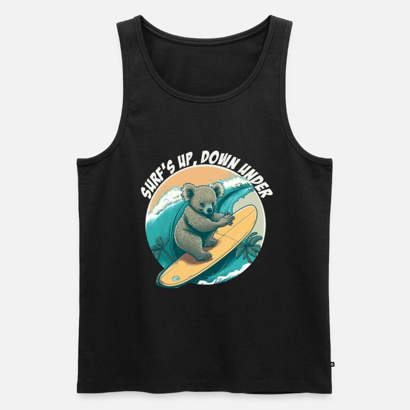 Down under surfender Koalabär - Männer Premium Bio Tank Top - Schwarz