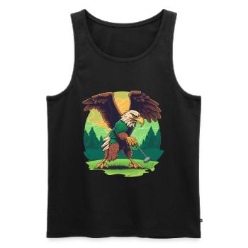 Golf-playing eagle - Men's Premium Organic Tank Top - black - Front - Michal (187cm)