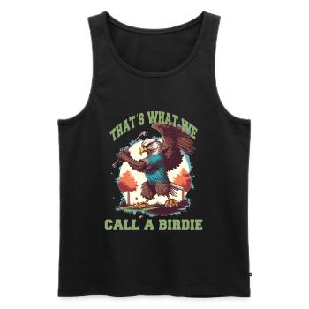 Birdie Adler schwingt den Golfschläger - Männer Premium Bio Tank Top - Schwarz - Vorne - AI Model Male 178 light (178cm)