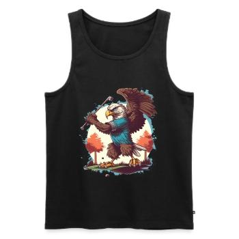 Adler schwingt den Golfschläger - Männer Premium Bio Tank Top - Schwarz - Vorne - Michal (187cm)