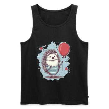 süsser Igel mit Luftballon - Männer Premium Bio Tank Top - Schwarz - Vorne - AI Model Male 178 light (178cm)