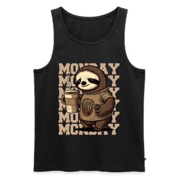 Müdes Faultier mit riesigem Kaffeebecher am Montag - Männer Premium Bio Tank Top - Schwarz - Vorne - AI Model Male 178 light (178cm)