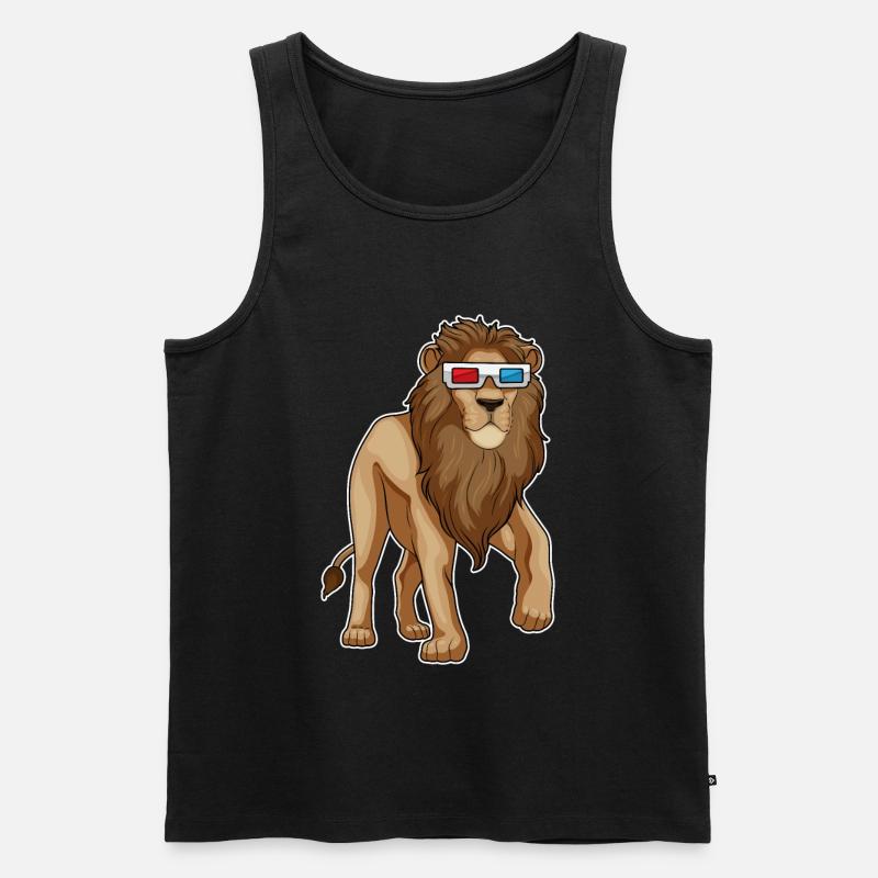 Löwe Brille - Männer Premium Bio Tank Top - Schwarz