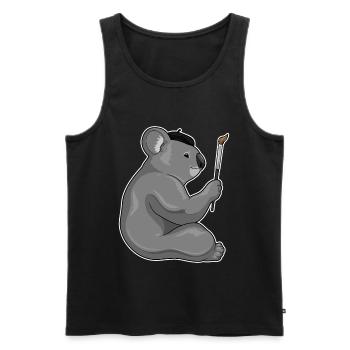 Peintre Koala Peinture au pinceau - Débardeur bio Premium Homme - noir - Devant - Michal (187cm)