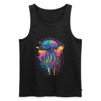 Colorful large jellyfish - Men's Premium Organic Tank Top - black - Front - Michal (187cm)