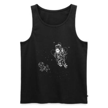Funny Animal Dog in Space Astronaut - Men's Premium Organic Tank Top - black - Front - AI Model Male 178 light (178cm)