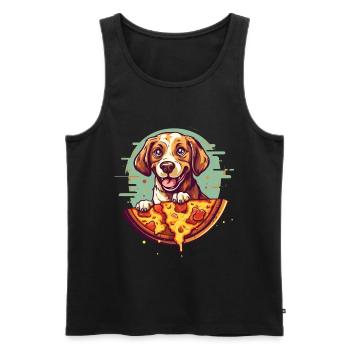 Dog with pizza - Men's Premium Organic Tank Top - black - Front - Michal (187cm)