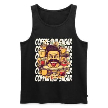 Verrückt nach Kaffee mit Schriftzug - Männer Premium Bio Tank Top - Schwarz - Vorne - Michal (187cm)