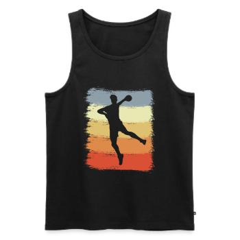 Kinder Handball - Männer Premium Bio Tank Top - Schwarz - Vorne - Michal (187cm)