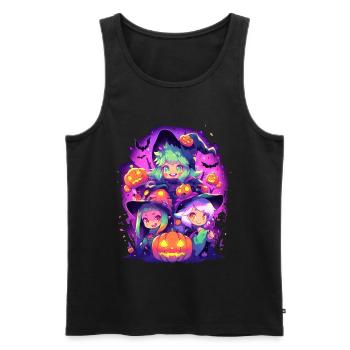 Anime Kawaii Chibi Sorcières Hallloween Cadeau - Débardeur bio Premium Homme - noir - Devant - Michal (187cm)