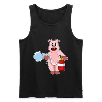 Pig Firefighter Fire Hose Fire Hose Fire Brigade - Men's Premium Organic Tank Top - black - Front - Michal (187cm)
