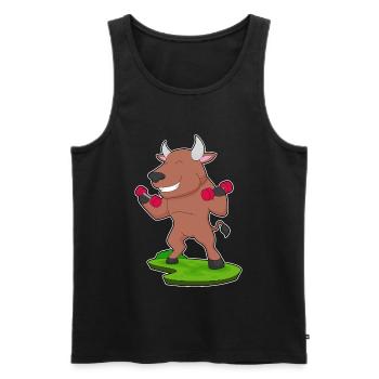 Bodybuilder Bull Bodybuilder Haltères Bodybuilding - Débardeur bio Premium Homme - noir - Devant - Michal (187cm)