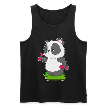 Panda Bodybuilder Dumbbells Bodybuilding - Men's Premium Organic Tank Top - black - Front - Michal (187cm)