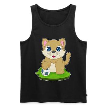 Katze Fußballspieler Fußball - Männer Premium Bio Tank Top - Schwarz - Vorne - Michal (187cm)