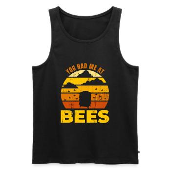 Tu m’as eu aux abeilles - Débardeur bio Premium Homme - noir - Devant - Michal (187cm)