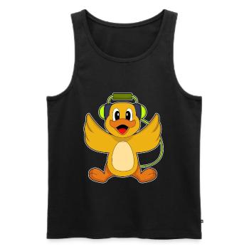 Ente Kopfhörer Musik - Männer Premium Bio Tank Top - Schwarz - Vorne - Michal (187cm)