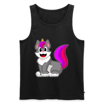 Katze Einhorn - Männer Premium Bio Tank Top - Schwarz - Vorne - Michal (187cm)