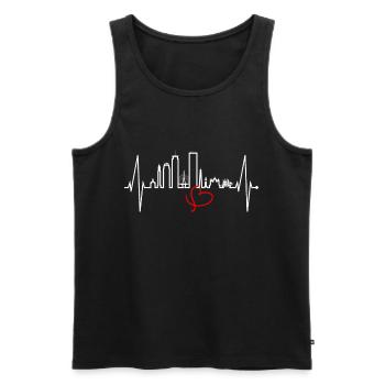 Boston Skyline Heartbeat USA Fan Heart Pulse Love - Men's Premium Organic Tank Top - black - Front - AI Model Male 178 light (178cm)
