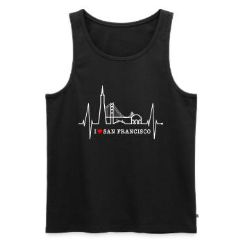 San Francisco Skyline Heartbeat California USA - Men's Premium Organic Tank Top - black - Front - AI Model Male 178 light (178cm)