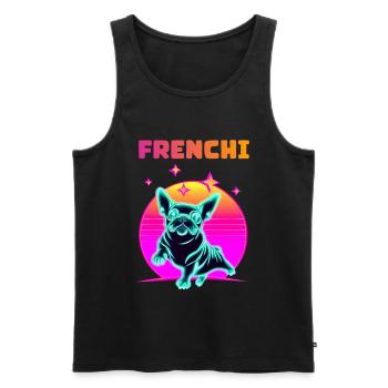 Synthwave Frenchie Bulldog Dog Lover Frenchie - Débardeur bio Premium Homme - noir - Devant - AI Model Male 178 light (178cm)