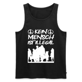 Kein Mensch ist Illegal - Männer Premium Bio Tank Top - Schwarz - Vorne - Michal (187cm)