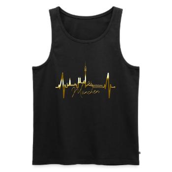 Munich Skyline Heartbeat Bayern Fan Love Munich - Débardeur bio Premium Homme - noir - Devant - AI Model Male 178 light (178cm)