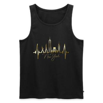 New York Skyline coeur coeur USA cadeau NY - Débardeur bio Premium Homme - noir - Devant - AI Model Male 178 light (178cm)