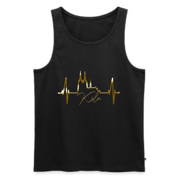 Cologne Skyline Heartbeat Heart Kölsch Love Cologne - Débardeur bio Premium Homme - noir - Devant - AI Model Male 178 light (178cm)