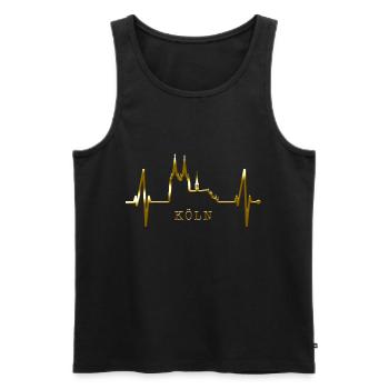Cologne Skyline Heartbeat Heart Kölsch Love Cologne - Débardeur bio Premium Homme - noir - Devant - AI Model Male 178 light (178cm)