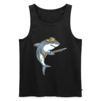 Pêche au harpon pêcheur au requin - Débardeur bio Premium Homme - noir - Devant - Michal (187cm)
