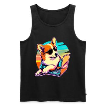 Corgi Dog Welsh Corgi Dog Lover - Men's Premium Organic Tank Top - black - Front - AI Model Male 178 light (178cm)