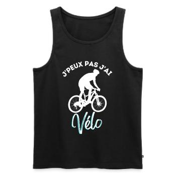 Je peux pas j ai vélo cadeau humoristique - Débardeur bio Premium Homme - noir - Devant - Michal (187cm)