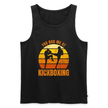 Tu m’as eu au kickboxing - Débardeur bio Premium Homme - noir - Devant - AI Model Male 178 light (178cm)