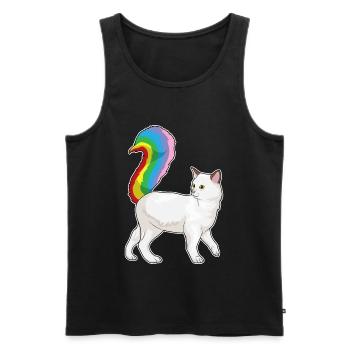 Katze Regenbogen - Männer Premium Bio Tank Top - Schwarz - Vorne - Michal (187cm)
