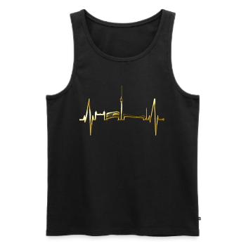 Stuttgart Skyline Herzschlag Herz Stuttgarter Fan - Männer Premium Bio Tank Top - Schwarz - Vorne - AI Model Male 178 light (178cm)