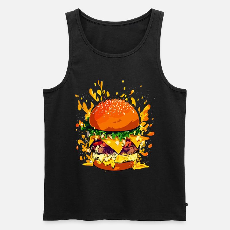 Extravaganter Cheeseburger mit Käse Splatter - Männer Premium Bio Tank Top - Schwarz