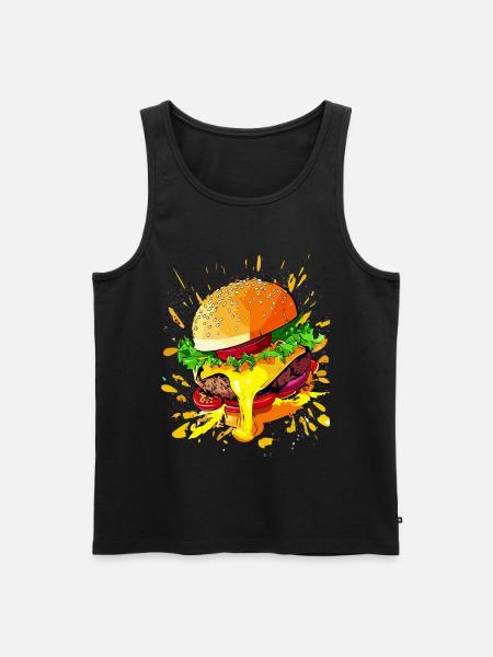 Extra Käse Burger Cheeseburger - Männer Premium Bio Tank Top - Schwarz