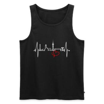 Duisburg Skyline Heartbeat Pulse Heart Ruhrpott Fan - Débardeur bio Premium Homme - noir - Devant - AI Model Male 178 light (178cm)