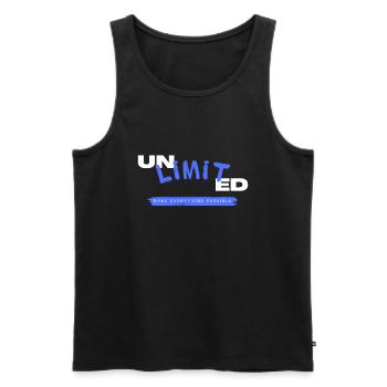 Unlimit Technology Inspirational Design - Men's Premium Organic Tank Top - black - Front - AI Model Male 178 light (178cm)