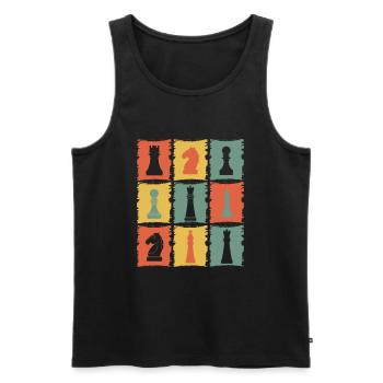 Schachfiguren Retro - Männer Premium Bio Tank Top - Schwarz - Vorne - Michal (187cm)