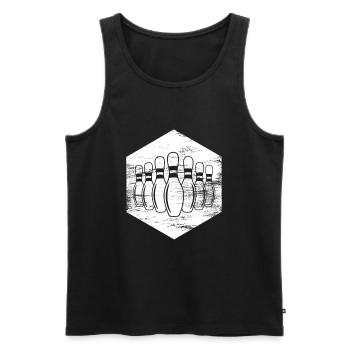 Dessin d’épingles de bowling - Débardeur bio Premium Homme - noir - Devant - AI Model Male 178 light (178cm)