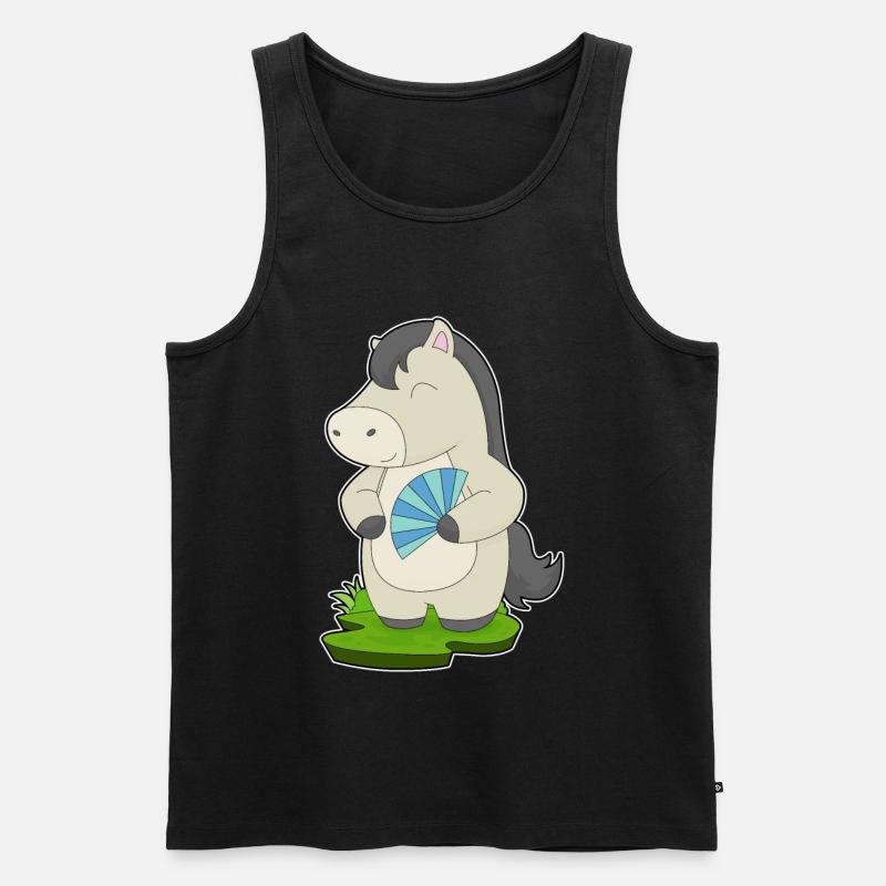 Pferd Handventilator - Männer Premium Bio Tank Top - Schwarz