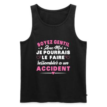 Infirmiere Soyez Gentil Avec Moi Humour Infirmière - Débardeur bio Premium Homme - noir - Devant - Michal (187cm)