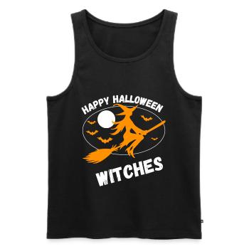 Joyeuses sorcières d'Halloween - Débardeur bio Premium Homme - noir - Devant - Michal (187cm)