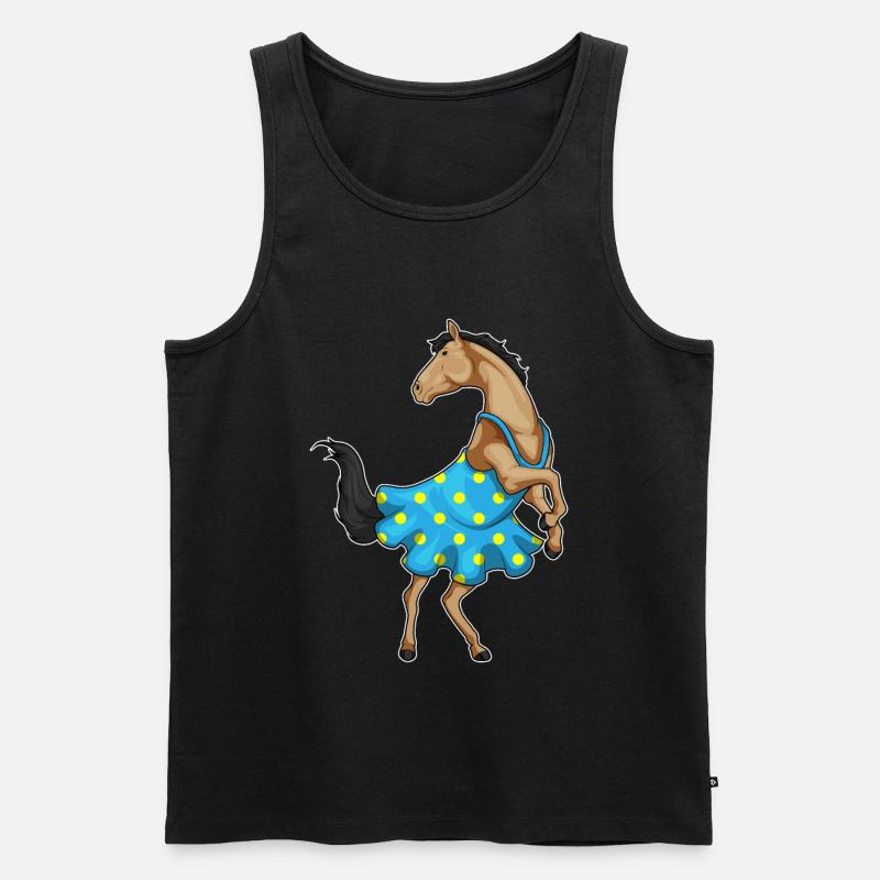 Pferd Polka Dots Kleid - Männer Premium Bio Tank Top - Schwarz